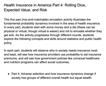 Preview of Health Insurance in America Part 4: Probability and Adverse Selection
