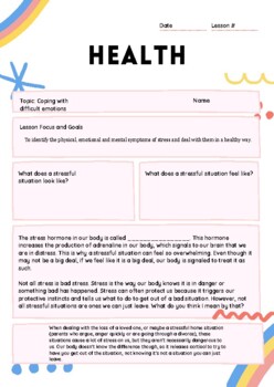 Preview of Health Lesson: Identifying, Understanding and Managing stress