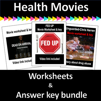 Preview of Health Class Movies Worksheet Bundle