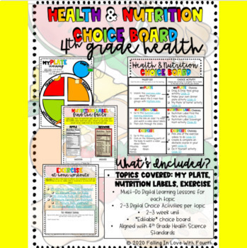 Preview of Health & Nutrition Digital Choice Board (DISTANCE LEARNING)