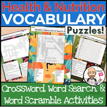 Preview of Health & Nutrition Puzzles: Crossword, Word Search & Word Scramble Activities