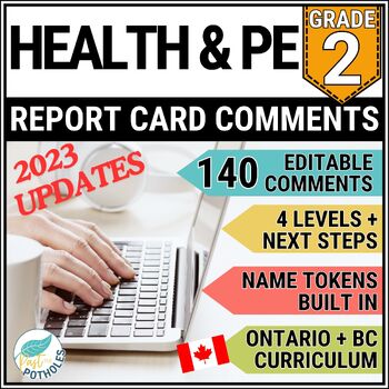 Preview of Grade 2 Ontario Health and Physical Education Report Card Comments EDITABLE + BC