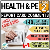 Grade 2 Report Card Comments Ontario + BC Health and Physi