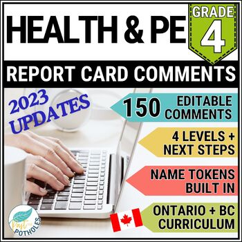 Preview of Health Physical Education Report Card Comments - Ontario BC - UPDATED - Grade 4