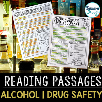 Preview of Health Reading Passages: Alcohol Prevention - Questions - Annotations