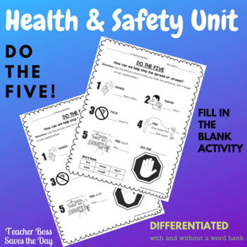 Preview of Health & Safety Unit: Do The Five Fill in the Blanks