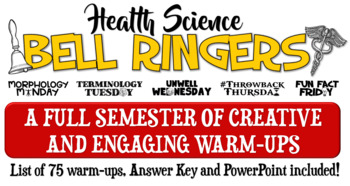 Preview of Health Science Bell-Ringers- 75 Themed Warm-up Questions