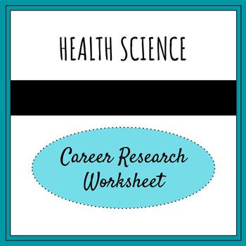 Preview of Health Science Career Research Worksheet