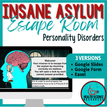 Preview of Health Science Digital Escape Room- Personality Disorders