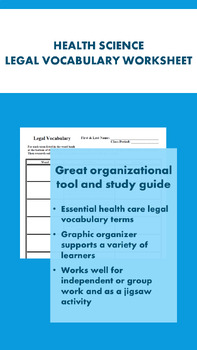 Preview of Health Science Legal Vocabulary Worksheet