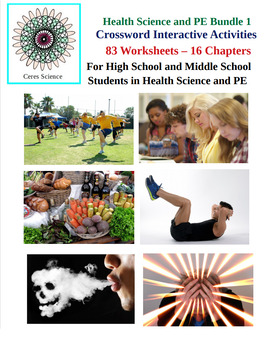 Preview of Health Science and PE Bundle 1 - 83 Crossword Interactive Activities - HS and MS