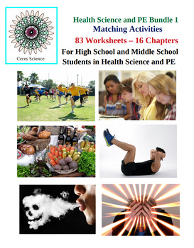 Preview of Health Science and PE Bundle 1 - 83 Matching Worksheets - High and Middle School