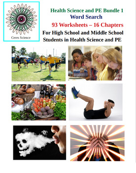 Preview of Health Science and PE Bundle 1 - 93 Word Search Worksheets - HS and MS