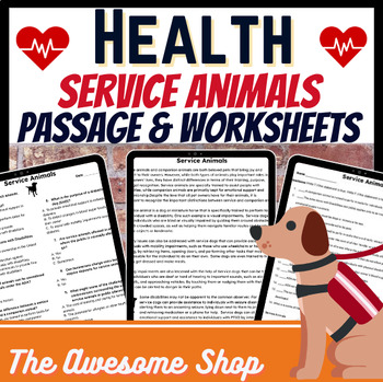 Preview of Health Service Dogs Informational Text & Worksheets Vet Tech & Animal Science