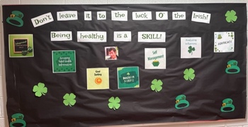 Preview of Health Skills Bulletin Board St. Patrick's Day Theme