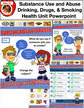 Preview of Health - Bundle Substance Use, Smoking, Drugs, Alcohol, PDF, Powerpoint, Units