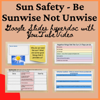 Preview of Health Sun Safety Sunwise Hyperdoc Lesson Distance Virtual or Classroom Learning