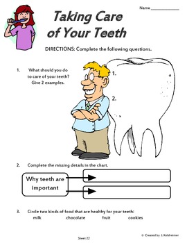 Health: Taking Care of Your Teeth by Jennifer K | TpT