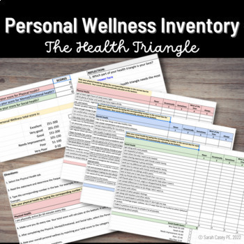 Preview of Health Triangle & Personal Wellness Self-Evaluation for Middle & High School
