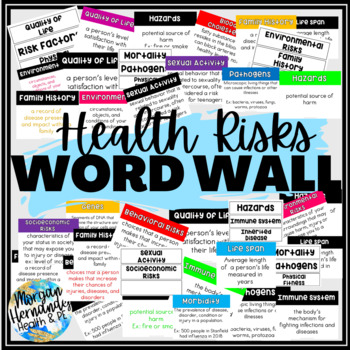 Preview of Health Vocabulary Word Wall | Health Risks Unit