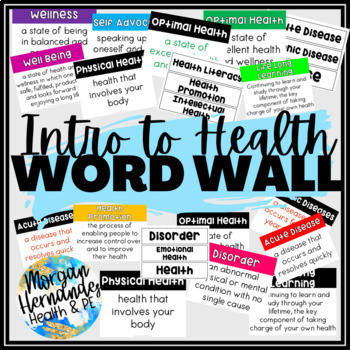 Preview of Health Vocabulary Word Wall | Introduction to Health | FREEBIE