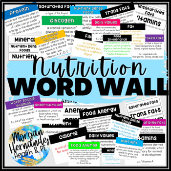 Preview of Health Vocabulary Word Wall | Nutrition Unit