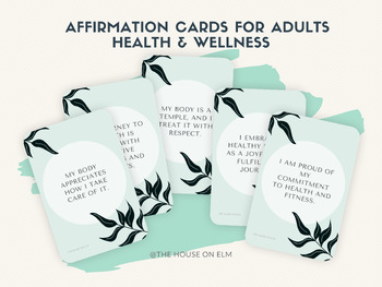 Preview of Health & Wellness Affirmation Cards - 50-Card Pack, Printable 5x7