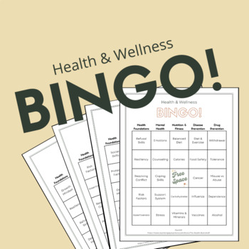 Preview of Health & Wellness BINGO Game