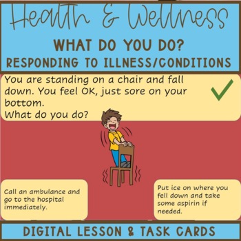 Preview of KG Health & Wellness Respond to Various Illness/Conditions Digital Lesson & Task