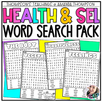 Preview of Health Word Search Pack | SEL Early Finishers | Mindfulness Word search