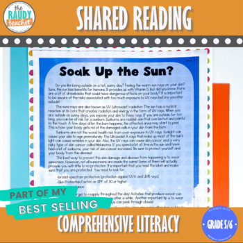 Preview of Shared Reading Passage & Lessons - Ontario Gr 4, 5, 6 Science - Soak Up the Sun