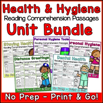 Preview of Health and Hygiene Life Skill Reading Comprehension Passages and Question Bundle
