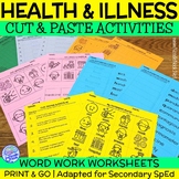 Health and Illness CUT and PASTE Word Work + Word Wall | A
