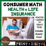 Health and Life Insurance - Consumer Math Unit (Notes, Pra