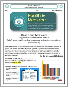 Preview of Health and Medicine (Unit C Packet): Long-term Health & Illnesses (Adult ESL)