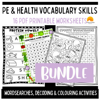 Preview of Health and PE Vocabulary Worksheets Grades 1 - 4