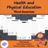 Health and PE Word Searches - 7 Options, GREAT for Subs or
