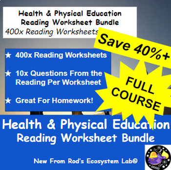 Preview of Health and Physical Education FULL Course Reading Worksheet Bundle **Editable**