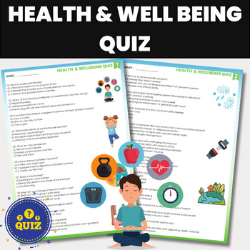 Preview of Health and Wellbeing Quiz | Mental and Emotional Wellbeing Quiz | Middle School