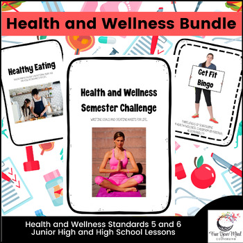 Preview of Health and Wellness Bundle - Healthy Eating, Get Fit Bingo, Habit Trackers