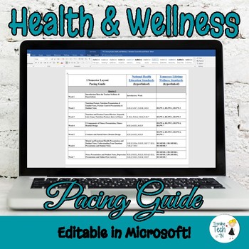 Preview of Health and Wellness Pacing Guide - Editable in Microsoft Word and Excel