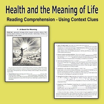 Preview of Health and the Meaning of Life - Reading Comprehension - Using Context Clues