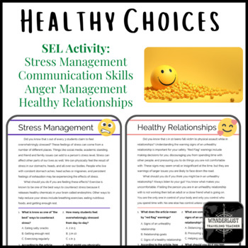 Preview of Healthy Choices SEL Behavior Social Emotional Learning