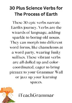 Preview of 30 plus Verbs for Science (The Process of Earth)