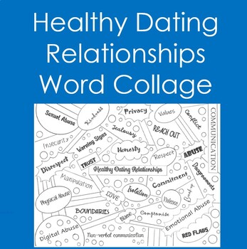 Preview of Healthy Dating Relationships Word Collage (Coloring, Health, Life Skills)
