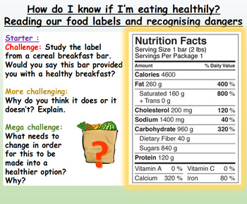 Preview of Healthy Diet - Presentation and Worksheets