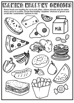 healthy foods and sometimes foods worksheets teaching resources tpt