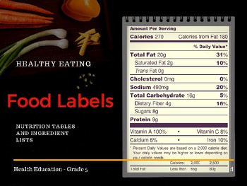 Preview of Healthy Eating - Food Labels (Nutrition Facts Tables and Ingredient Lists)