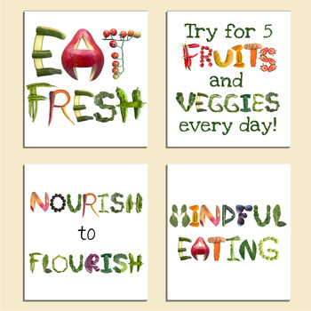 Preview of Healthy Eating Mini Posters - Five servings a Day - Eat Fresh Fruits and Veggies