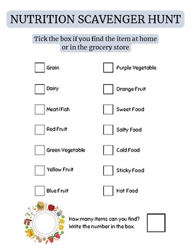 Preview of Healthy Eating: Nutrition Scavenger Hunt